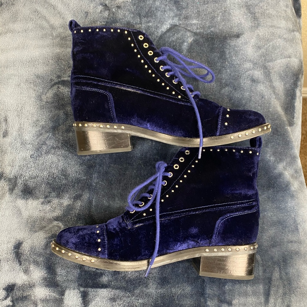 Marc Fisher Blue Velvet Boots